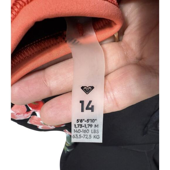 Roxy Womens 2/2 Syncro Back Zip Short Sleeve Springsuit Size 14 Black Pink - Picture 6 of 8